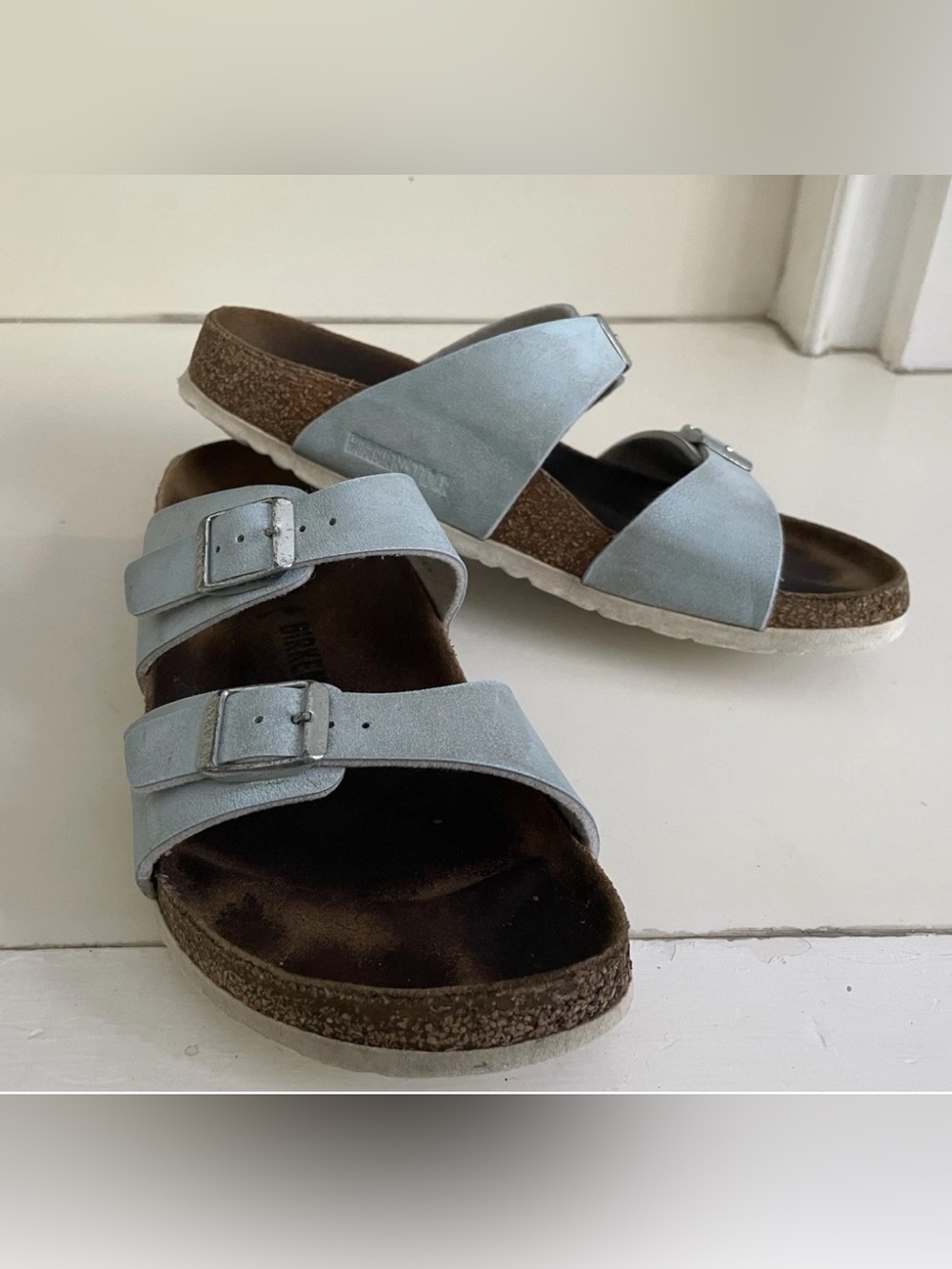Birkenstock Silver Double Strap Sandals - Picture 5 of 12